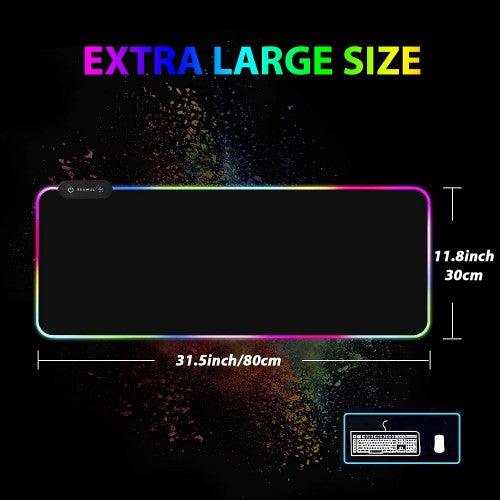 RGB Light Gaming Mouse Pad 14 LED Lighting Modes Keyboard Mat USB Foldable Non-Slip with Smooth Waterproof Surface - 80 x 30 cm - Toytexx