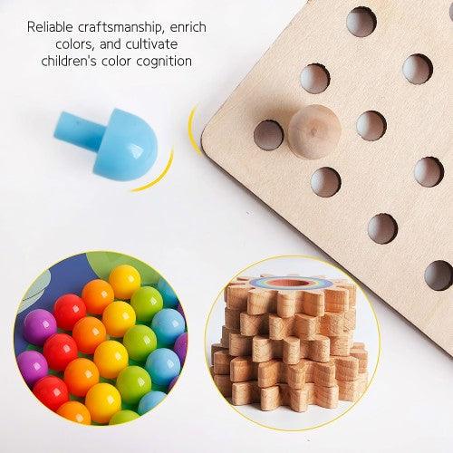 Gear Toys Mushroom Nail Puzzle Pins Gear Toys Nail Pegs Puzzle DIY Art Pegboard Games Colors Sorting Matching STEM Education - Toytexx