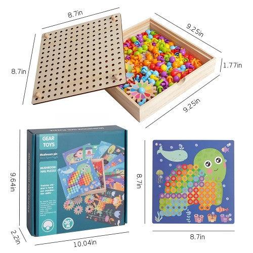 Gear Toys Mushroom Nail Puzzle Pins Gear Toys Nail Pegs Puzzle DIY Art Pegboard Games Colors Sorting Matching STEM Education - Toytexx