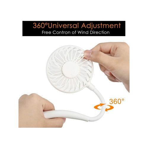 Portable Neck Fan Rechargeable USB Hands Free Fan with 3 Level Air Flow, 7 LED Lights for Home Office Travel Indoor Outdoor - Toytexx