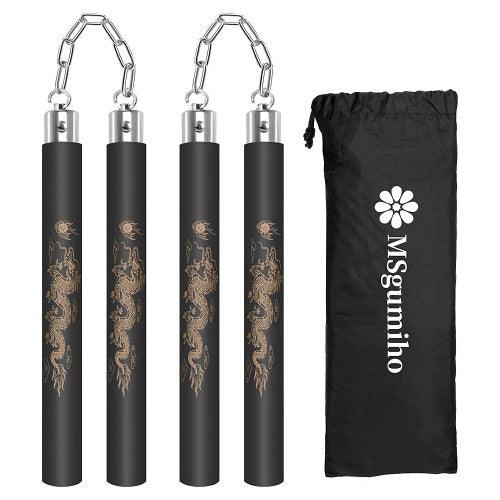 2PC Safe Foam Rubber Nunchucks, 12-inch Martial Arts Training Nunchakus with Steel Chain for Kids, Adults, Beginner Practice - Toytexx