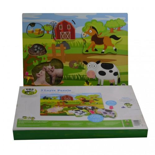 PBS 3-Layer Puzzle Playset Explore the Barn - Toytexx