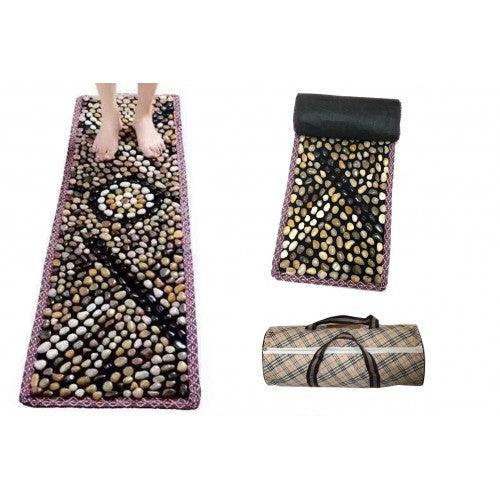 ToyTexx Natural Pebble Stone Massage Mat for Home Indoor Outdoor Healthcare Foot Massage with Carrying Bag - Toytexx