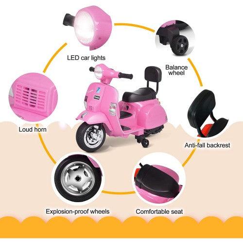 UENJOY PX150 6V Kids Ride Motorcycle (Vespa Edition Pink, Blue , White, Black) - Toytexx