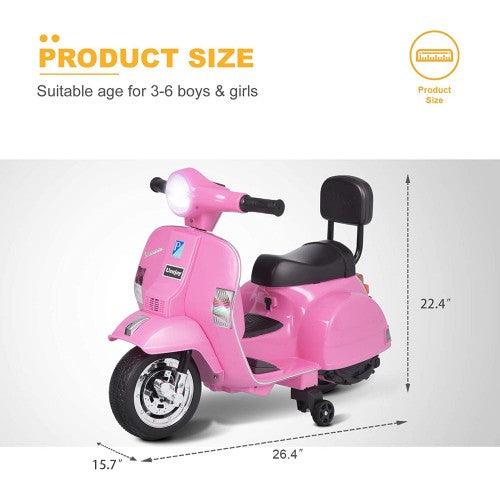 UENJOY PX150 6V Kids Ride Motorcycle (Vespa Edition Pink, Blue , White, Black) - Toytexx