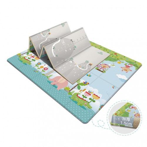 Baby Double-Side Folding Non-Toxic Non-Slip Reversible Waterproof XPE Playmat with Carrying Bag - D14 - Toytexx