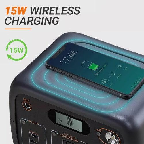 TACKLIFE 300W Portable Power Station with Wireless Charging, AC/DC/USB/USB-C Output, LED Light - Toytexx