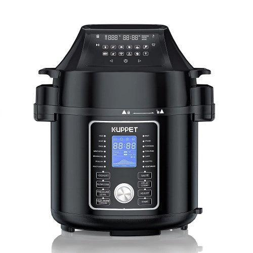KUPPET 2 in 1 Electric Pressure Cooker with Air Fryer Lid, 17 Preset Cooking Functions, 6 Quart, Stainless Steel Slow Cooker, Rice Cooker, Steamer, Saute, Yogurt Maker - Toytexx