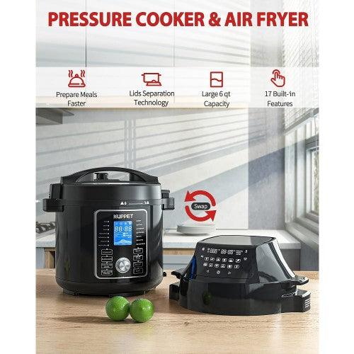 KUPPET 2 in 1 Electric Pressure Cooker with Air Fryer Lid, 17 Preset C ...