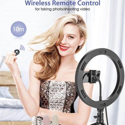 10 inch LED Ring Light with Tripod Stand & Phone Holder Dimmable Desk Makeup Kit Photography Video Lamp - BW-SL3 - Toytexx