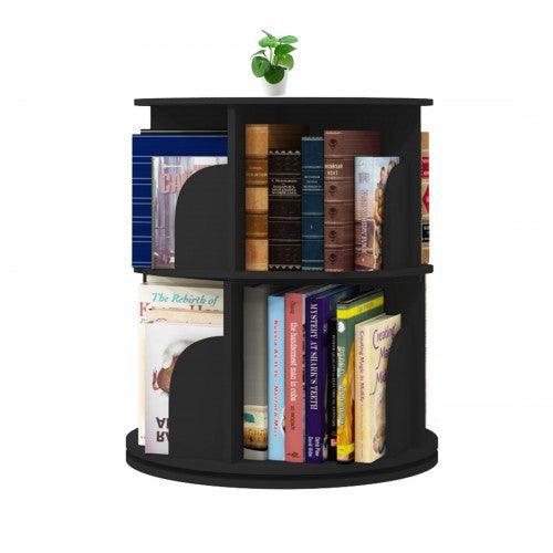 2 Tier 360° Rotating Stackable Shelves Bookshelf Organizer (Black) -Intexca - Toytexx