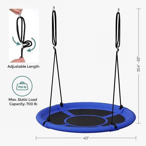 40 Inch Saucer Tree Swing 700 LBS Load Capacity, Textilene Fabric, Hanging Kit for Kids Outdoor Indoor - Toytexx