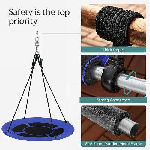 40 Inch Saucer Tree Swing 700 LBS Load Capacity, Textilene Fabric, Hanging Kit for Kids Outdoor Indoor - Toytexx