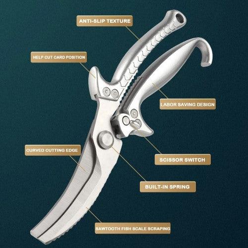 Multipurpose Kitchen Scissors Heavy Duty Bone Cutting Cooking Shears with Serrated Edge - Toytexx