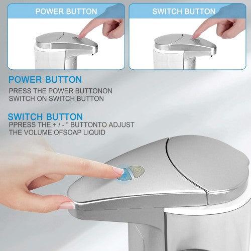 Automatic Soap Dispenser, 400ml Touchless Soap Dispenser with On/Off Switch, Adjustable, Infrared Motion Sensor for Home, Kitchen, Bathroom - Toytexx