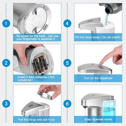 Automatic Soap Dispenser, 400ml Touchless Soap Dispenser with On/Off Switch, Adjustable, Infrared Motion Sensor for Home, Kitchen, Bathroom - Toytexx