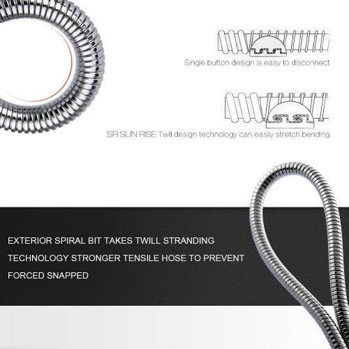 INTEXCA Extra Long Shower Hose 2.45 Meters/ 96 Inches/ 8 Ft. Flexible 304 Stainless Steel Extra Long with Brass Fittings - Polished Chrome - Toytexx