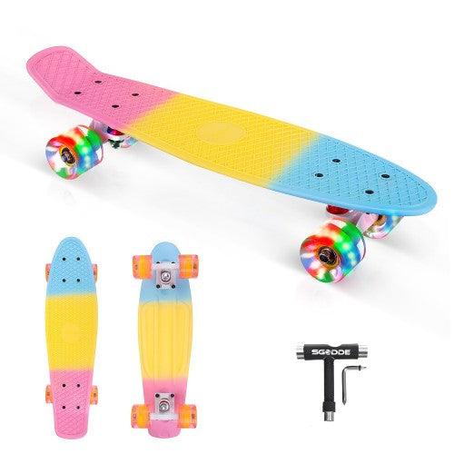 SGODDE 22 inch Kids Mini Skateboard with LED Wheels for Beginners, Girls, Boys, Teens - Toytexx