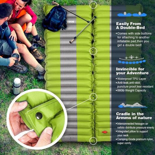 Lightweight Inflatable Sleeping Mat, Portable Compact Waterproof Pad for Camping, Hiking and Backpacking - 190 x 68 cm - Toytexx