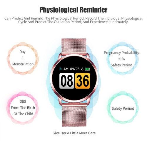 Pink Color Women Full Touch Screen Smart Watch & Fitness Tracker - Q8 - Toytexx