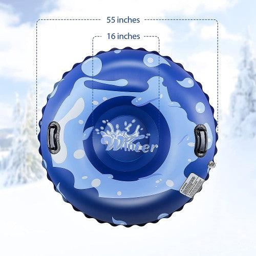 55 inch Inflatable Snow Tube, Extra Large Snow Sled with 1.2 mm Heavy-Duty Thickened Bottom, Higher Sturdy Handles, Cold-resistant PVC for Kids, Adults, Winter, Outdoor - Toytexx