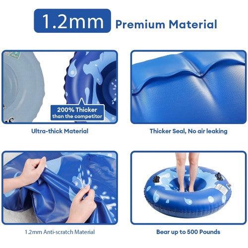 55 inch Inflatable Snow Tube, Extra Large Snow Sled with 1.2 mm Heavy-Duty Thickened Bottom, Higher Sturdy Handles, Cold-resistant PVC for Kids, Adults, Winter, Outdoor - Toytexx