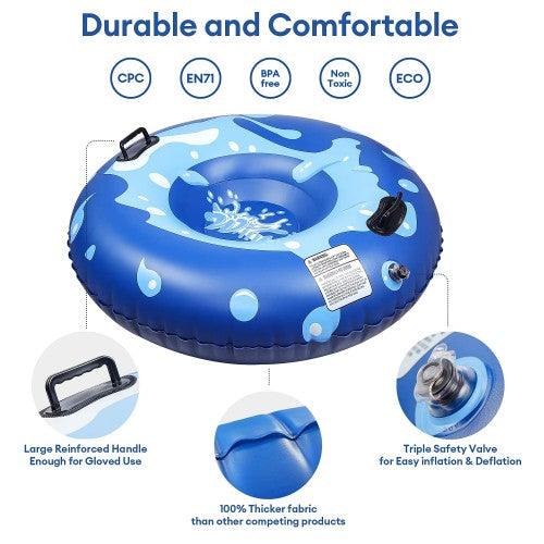 55 inch Inflatable Snow Tube, Extra Large Snow Sled with 1.2 mm Heavy-Duty Thickened Bottom, Higher Sturdy Handles, Cold-resistant PVC for Kids, Adults, Winter, Outdoor - Toytexx