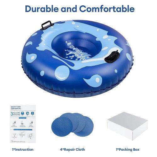 55 inch Inflatable Snow Tube, Extra Large Snow Sled with 1.2 mm Heavy-Duty Thickened Bottom, Higher Sturdy Handles, Cold-resistant PVC for Kids, Adults, Winter, Outdoor - Toytexx