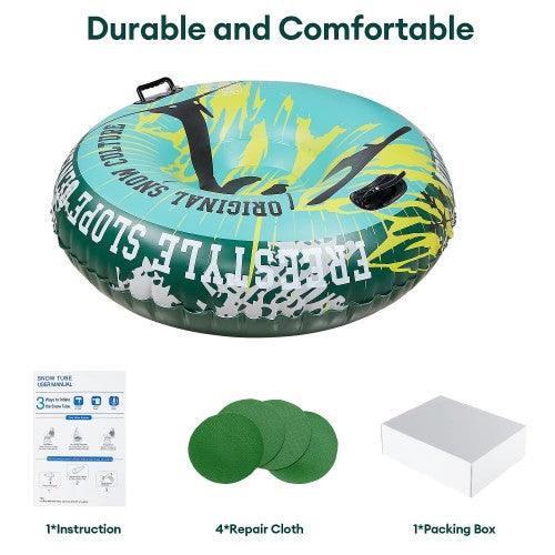 55 inch Inflatable Snow Tube, Extra Large Snow Sled with 1.2 mm Heavy-Duty Thickened Bottom, Higher Sturdy Handles, Cold-resistant PVC for Kids, Adults, Winter, Outdoor - Toytexx