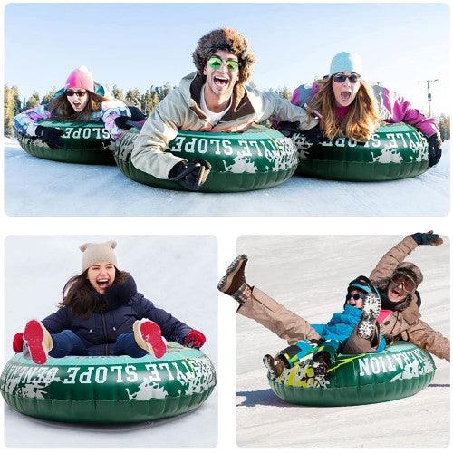 55 inch Inflatable Snow Tube, Extra Large Snow Sled with 1.2 mm Heavy-Duty Thickened Bottom, Higher Sturdy Handles, Cold-resistant PVC for Kids, Adults, Winter, Outdoor - Toytexx