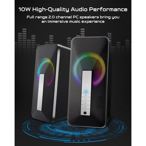 ELEGIANT 10W Wired and Bluetooth 5.0 Speaker with Enhanced Stereo Bass(2 Pack) - SR300 - Toytexx