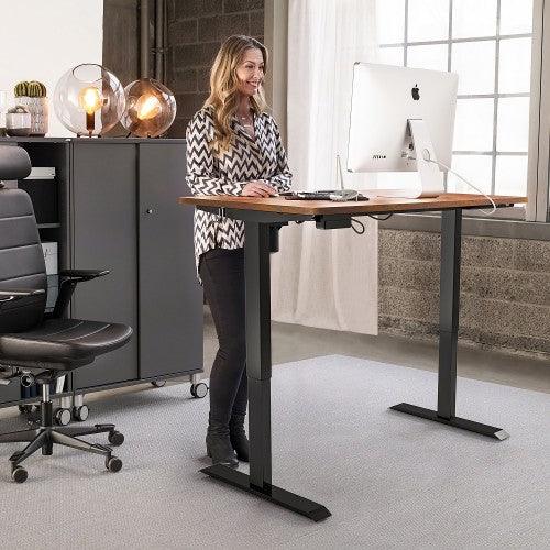 Electric Standing Desk, 48 x 24 inches Whole Piece Deskboard Adjustable Height Desk, Quick Assembly, Ultra-Quiet Motor (Brown) - Toytexx