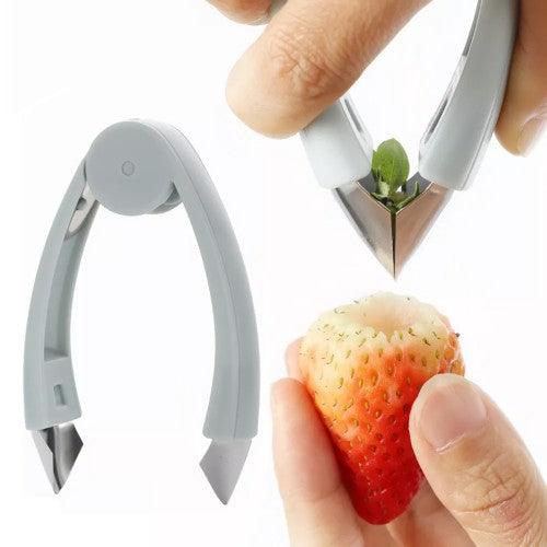 Portable Stainless Steel Strawberry Huller, Fruit Stem Remover, Kitchen Gadget Tool (Blue) - Toytexx