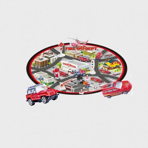 Floor Storage Game Blanket Set with 3 PCS Die-Cast Cars and 1 PC Die-Cast Plane - Toytexx