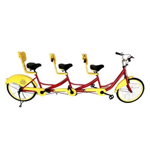 TOYTEXX 24 inch Wheels 3-Seat Tandem Bicycle Family Cruise Comfort Bike for Adults, Couples, Families (Red) - Toytexx