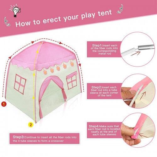 Kids Play Tent Castle Children Fairy Tale Indoor Outdoor Tent with Carrying Bag - Toytexx