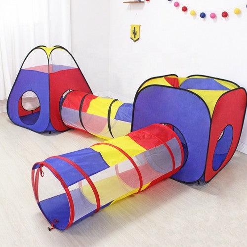 4 in 1 Children Kids Playhouse Tent, Ball Pit, Tunnels with Storage Bag - Toytexx