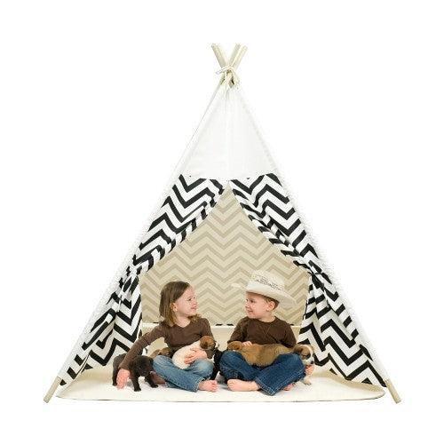 Teepee Tent for Kids Foldable Children Play Tent with  Mat for Indoor Outdoor (Stripe) - Toytexx