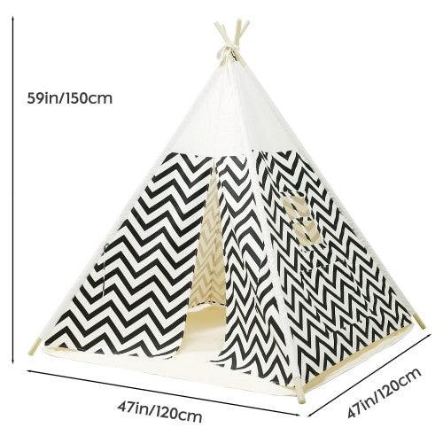 Teepee Tent for Kids Foldable Children Play Tent with  Mat for Indoor Outdoor (Stripe) - Toytexx