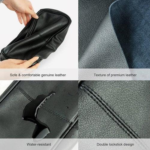 Lavievert Genuine Leather Toiletry Bag Grooming Shaving Accessory Kit with 3-layered Storage & Handle Strap - Toytexx