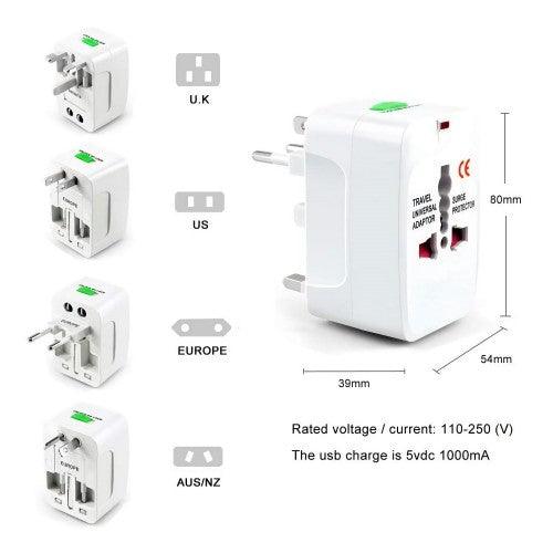 Universal Travel AC Adapter All in One 110~220V Electrical Plug Adapter Works for 150+ Countries UK/ US/ AU/ EU/ CA Multi Plug (2 Pack) - Toytexx