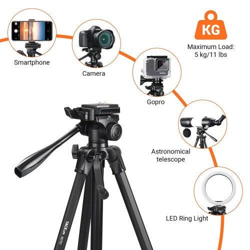 TACKLIFE 60-Inch Lightweight Aluminum Tripod for Travel/Camera/Smartphone with Bluetooth Remote, Carry Bag, - Toytexx
