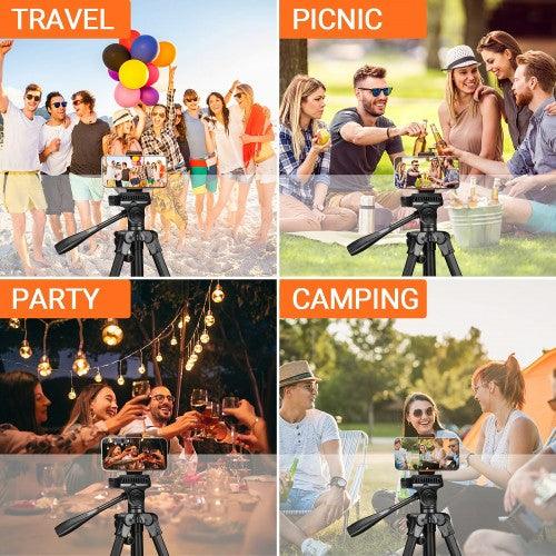 TACKLIFE 60-Inch Lightweight Aluminum Tripod for Travel/Camera/Smartphone with Bluetooth Remote, Carry Bag, - Toytexx