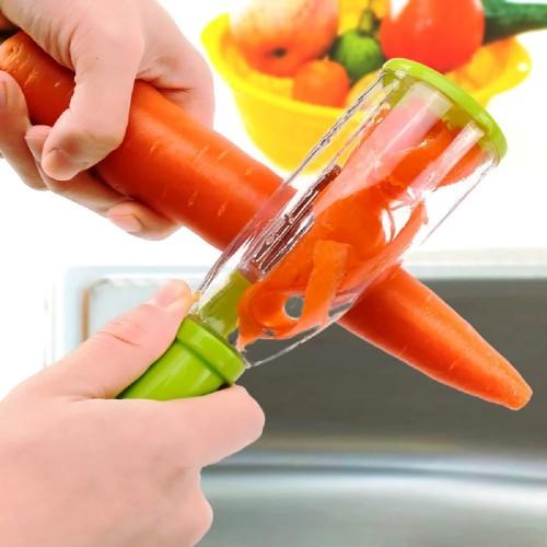 Multifunctional Vegetable Fruit Skin Peeler for Kitchen with Storage Container, Non-Slip Handle (Green) - Toytexx