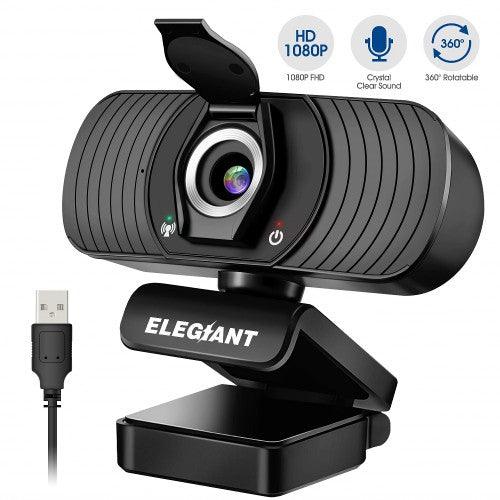 1080P Webcam with Microphone, Full HD Camera with Privacy Cover for PC Laptop, Desktop, Plug and Play for Conference Call, Skype, Zoom - ECG-C01 - Toytexx