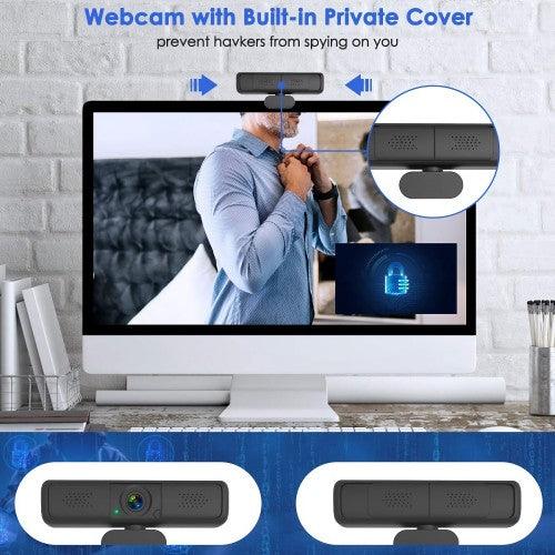 2K Webcam with Microphone with Privacy Cover and Tripod - Toytexx