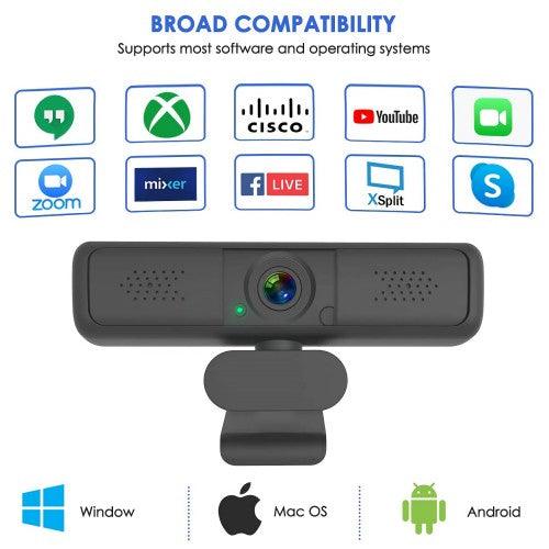 2K Webcam with Microphone with Privacy Cover and Tripod - Toytexx