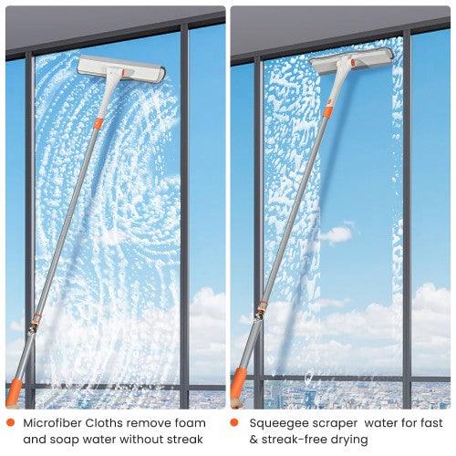 MATCC 2 in 1 Window Squeegee Cleaner Kit with 48'' Extendable Handle for Cleaning Outdoor, Indoor, Windows, Cars - Toytexx